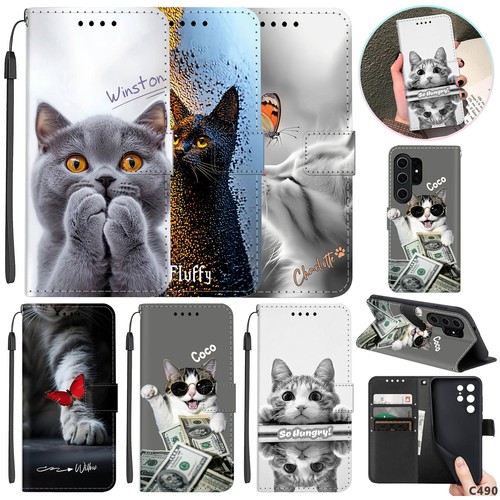 Flip leather personalised - leather, cat
